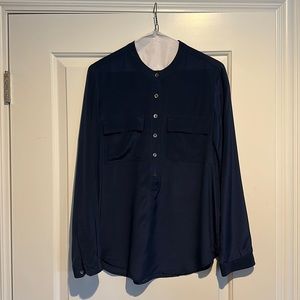 Long Sleeved Navy Blouse - Size S, Banana Republic
